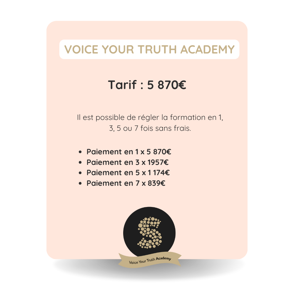 Tarifs Voice Your Truth Academy